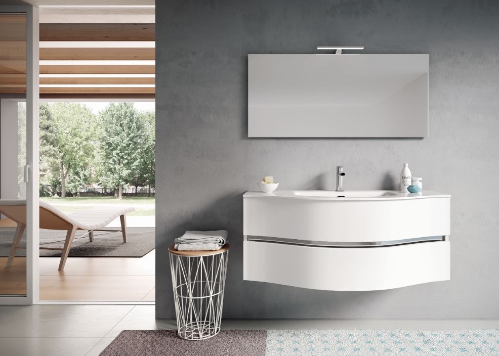 Тумба подвесная BMT MOON 932 106 OEF 010 50   1200х486х530 мм, с 2 выдвижными ящиками, белый глянцевый