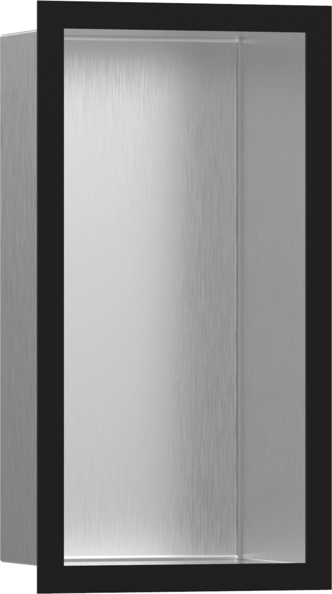 Настенный короб HANSGROHE XtraStoris Individual 56094670 с дизайнерской рамой, 300 мм х 150 мм х 100 мм, полированная сталь/матовый чёрный