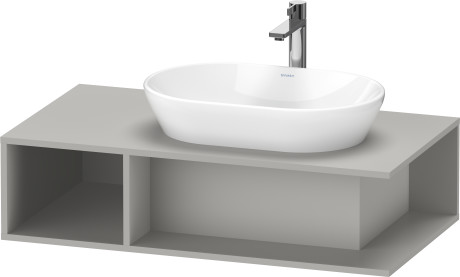 Тумба подвесная под раковину справа DURAVIT D-Neo DE495900707 1000 мм х 550 мм, с открытой боковой полкой слева и консолью, бетонно-серый матовый