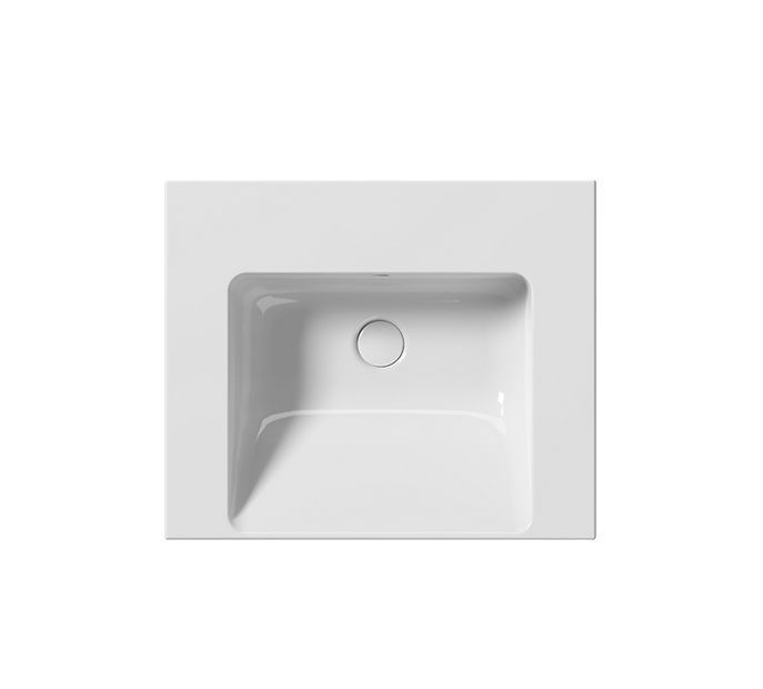 Раковина подвесная/встраиваемая GSI NORM 8635111 600 мм х 500 мм, с 1 отверстием под смеситель, с переливом, белая глянцевая