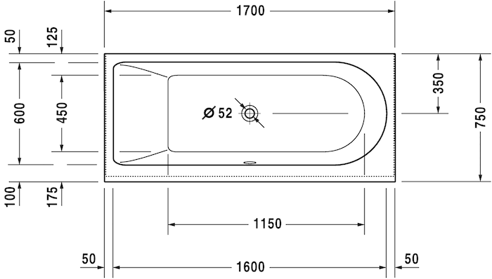 Акриловая встраиваемая ванна Duravit Darling New 700242000000000 1700 х 750