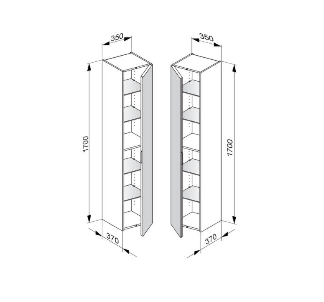 Шкаф - пенал высокий подвесной KEUCO EDITION 11 31330 370002 петли справа, 4 стеклянные полки, корпус/фасад структурный лак, трюфель