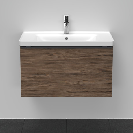 Тумба подвесная под раковину DURAVIT D-Neo DE425502121 784 мм х 452 мм, с одним выдвижным ящиком, орех тёмный