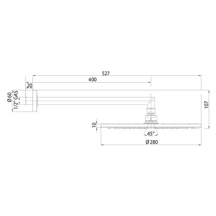 Настенный верхний душ BOSSINI COSMO H70596I.030 с кронштейном, хром