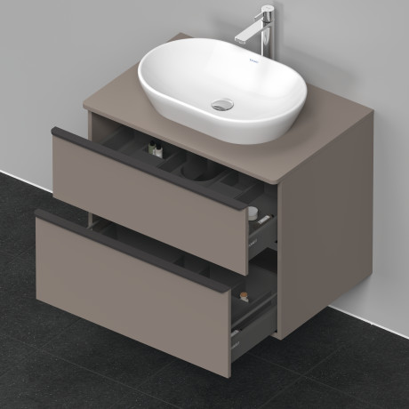 Тумба подвесная под раковину DURAVIT D-Neo DE496704343 800 мм х 550 мм, с консолью, с двумя выдвижными ящиками, базальт матовый