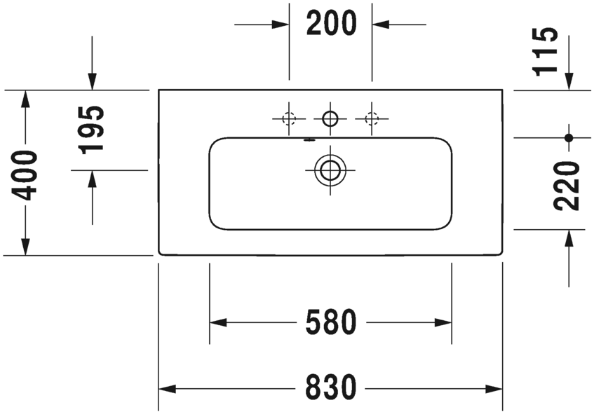 Раковина подвесная Duravit me by starck 2342830000 83х40см