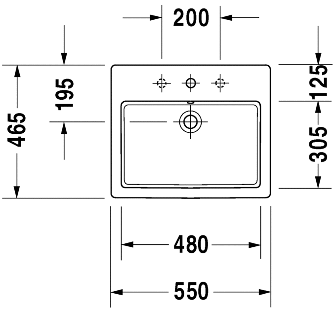 Раковина встраиваемая сверху  Duravit Vero 0315550000 55х46 см
