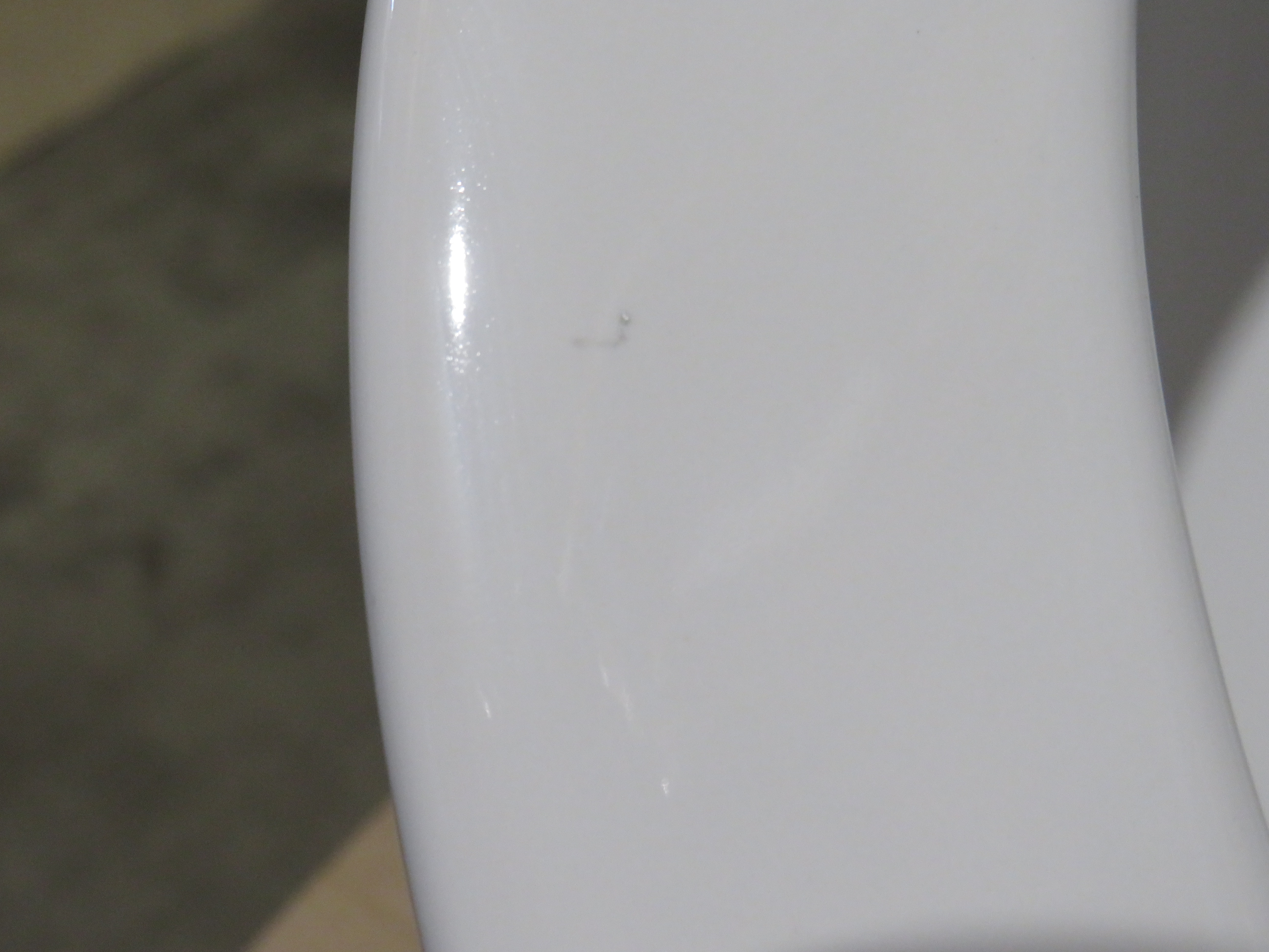 УЦЕНКА. Унитаз подвесной безободковый GSI PURA   881511_УЦ/4        550х360 мм, с Swirlflush, для крепежа FISR2, белый глянцевый / Дефект: наплыв эмали на пристенном краю и потертость на ободке