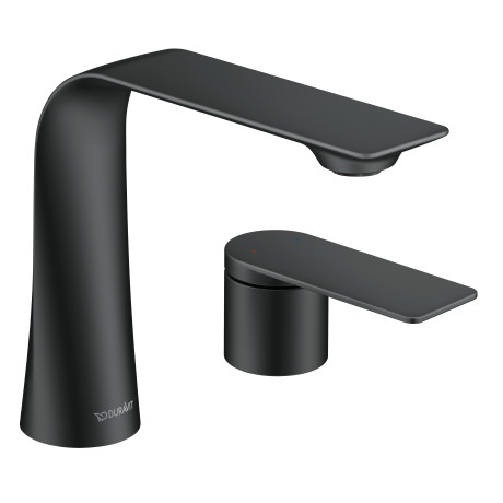 Однорычажный смеситель для раковины Duravit D.1 D11120002046 на два отверстия, без донного клапана, чёрный матовый