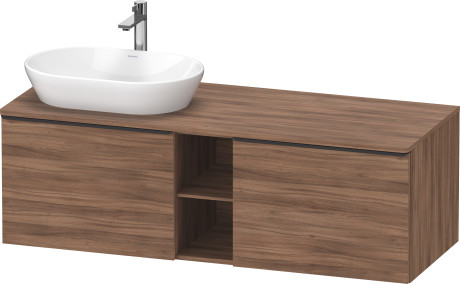 Тумба подвесная под раковину слева DURAVIT D-Neo DE4950L7979 1400 мм х 550 мм, с 2 выдвижными ящиками и открытой полкой, орех натуральный