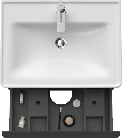 Тумба подвесная под раковину DURAVIT D-Neo DE435401818 634 мм х 452 мм, с выдвижным ящиком и выдвижным отделением, белый матовый