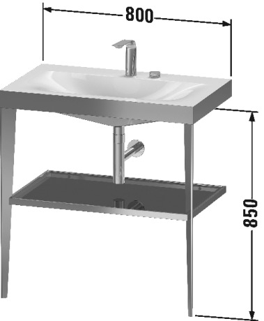 Напольная консоль DURAVIT XViu/C-bonded XV4715EB289 800 мм х 850 мм, с умывальником Viu, 2 отверстия под смеситель, с полкой, черный матовый/фланелево-серый глянцевый лак