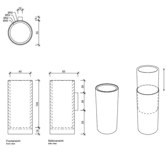 Стакан для зубных щеток подвесной DECOR WALTHER Mikado MK WMB   0522600    12 X Ø 5,5 х 6,5 см,с белым керамическим контейнером, цвет Хром
