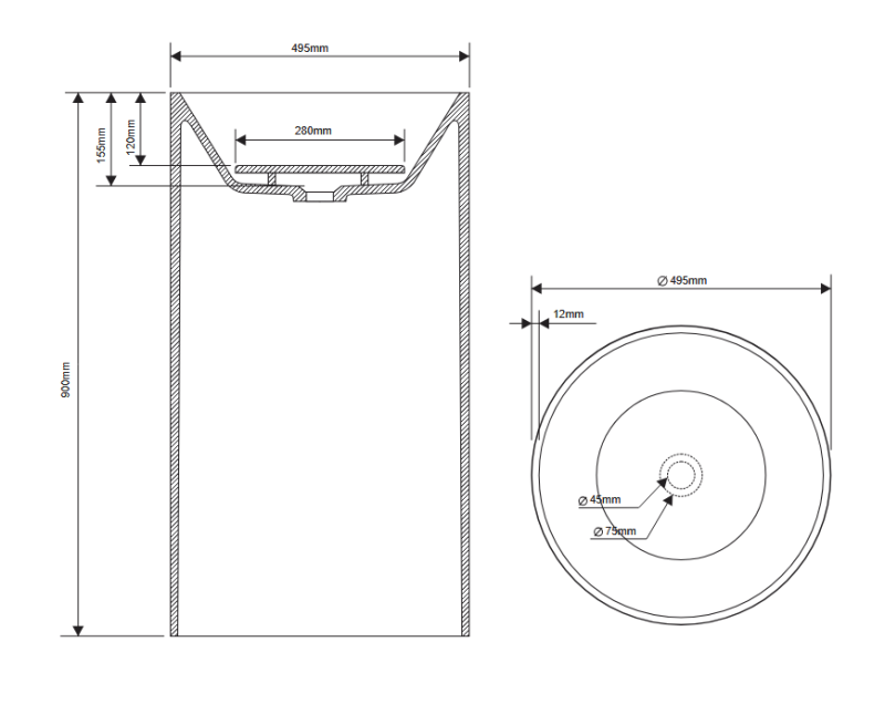 Раковина напольная из композита DEA DESIGN Pedestal Basin DD2011 495 18 495 мм х 495 мм х 900 мм, с донным клапаном, цвет Белый