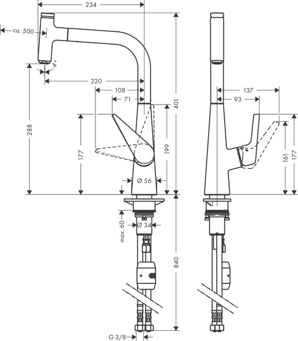 Смеситель для кухни высокий Hansgrohe Talis Select S 72821800 Хром