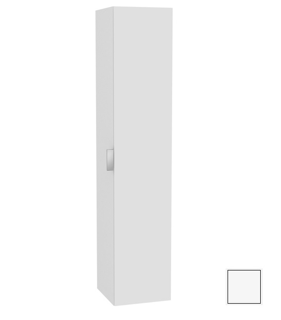 Шкаф - пенал высокий подвесной KEUCO EDITION 11 31331 270002 петли справа, 3 стеклянные полки, с корзиной для белья, корпус матовый лак/фасад матовое стекло, белый