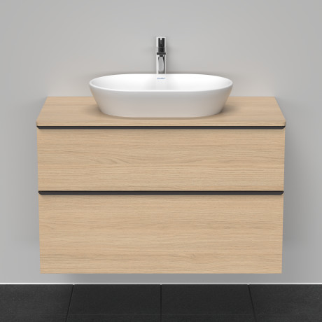 Тумба подвесная под раковину DURAVIT D-Neo DE496803030 550 мм х 1000 мм, с двумя выдвижными ящиками и консолью, натуральный дуб