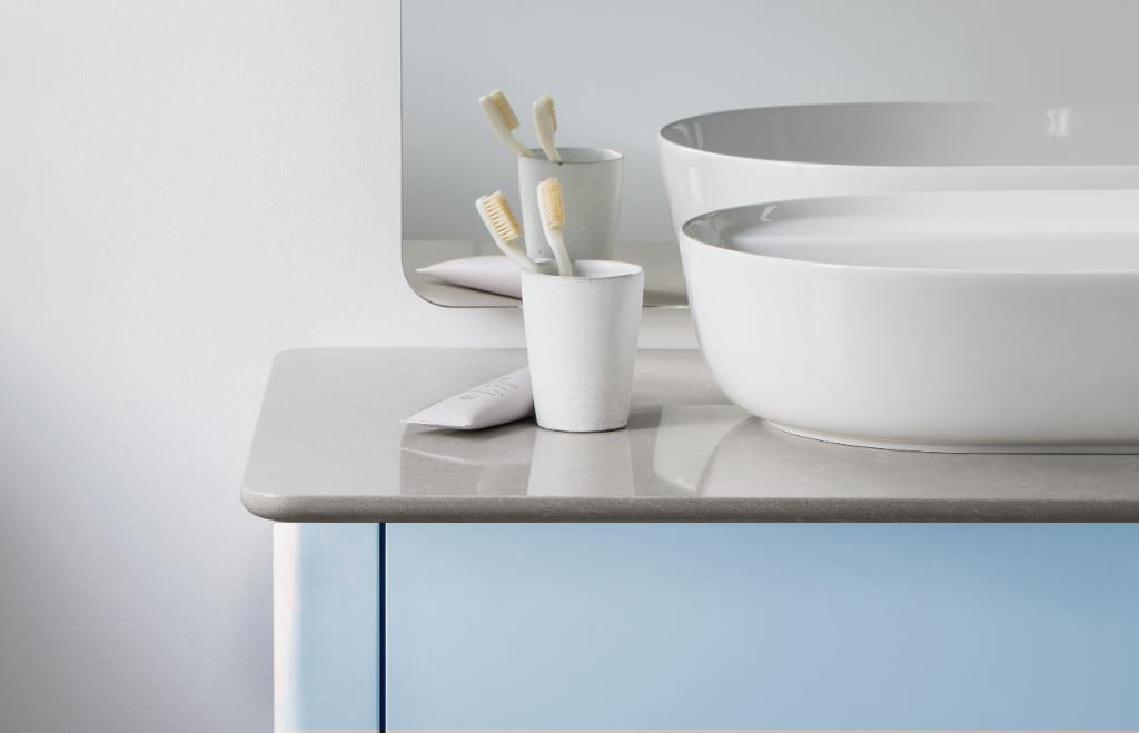 Столешница для раковины Duravit Luv LU9468L3333 кварцевый камень серый структурный