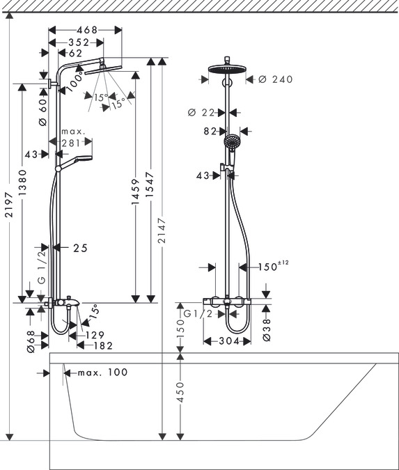 Душевая система для ванны Hansgrohe Crometta S 27320000 Хром