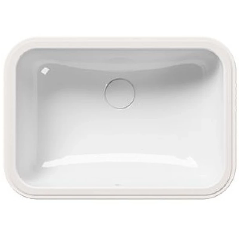 Раковина встраиваемая снизу GSI PURA 724711 500 мм х 350 мм, без отверстия для смесителя, с переливом, белый глянцевый