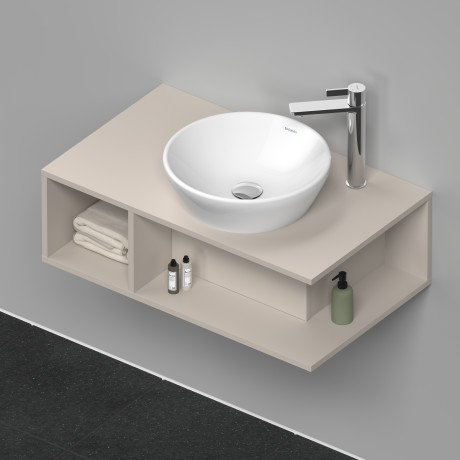 Тумба подвесная под раковину DURAVIT D-Neo DE493809191 800 мм х 480 мм, с консолью, с открытой полкой слева, серо-коричневый матовый