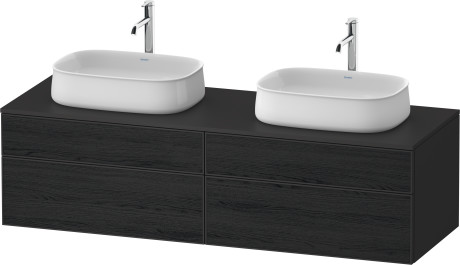 Тумба подвесная под две раковины DURAVIT ZENCHA ZE4825B16800000 550 мм х 1600 мм х 442 мм, с 4 выдвижными ящиками, чёрный дуб/графит суперматовый