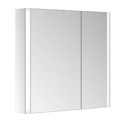 Зеркальный шкаф с подсветкой для настенного монтажа KEUCO Somaris 14502 002200 127 мм х 800 мм х 710 мм, с 2 поворотными ассиметричными дверцами, цвет корпуса Зеркальный