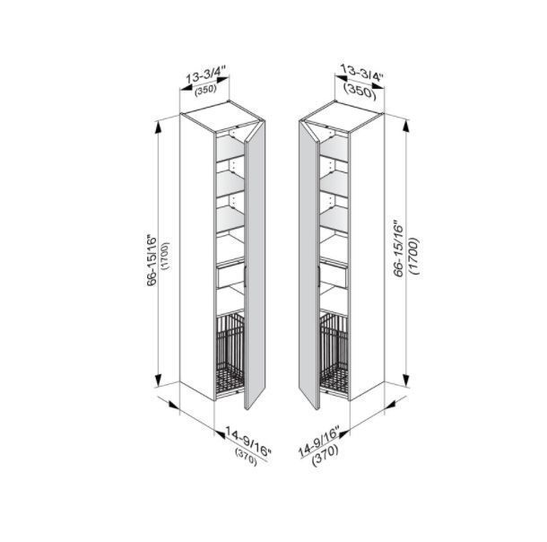Шкаф - пенал высокий подвесной KEUCO EDITION 11 31331 390001 петли слева, с корзиной для белья, корпус/фасад структурный лак, антрацит