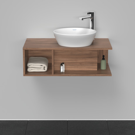 Тумба подвесная под раковину DURAVIT D-Neo DE493807979 800 мм х 480 мм, с консолью, с открытой полкой слева, орех натуральный