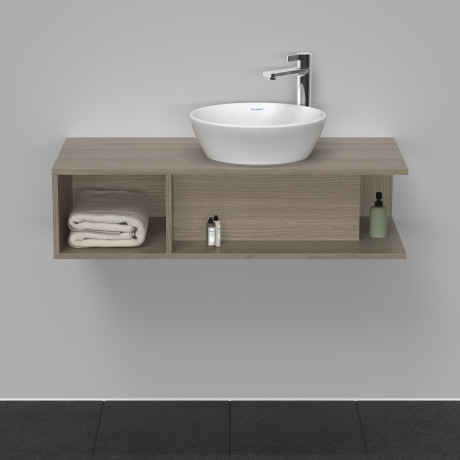 Тумба подвесная под раковину справа DURAVIT D-Neo DE493903535 1000 мм х 480 мм, с открытой боковой полкой слева и консолью, дуб терра
