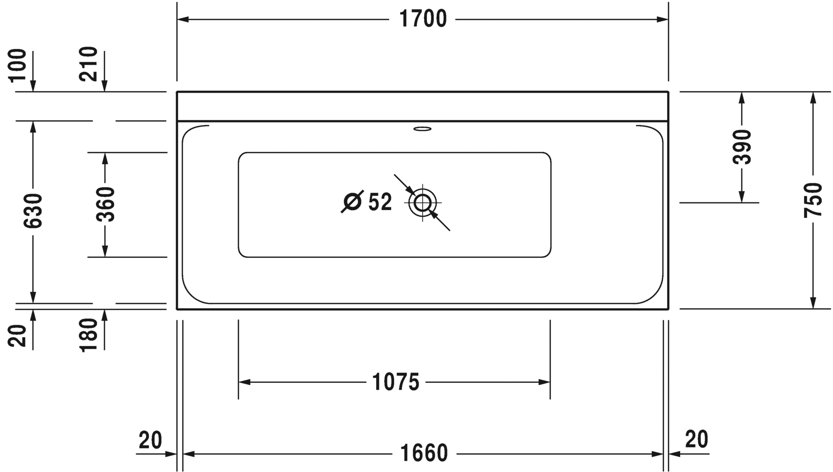 Акриловая ванна Duravit P3 Comforts 700376000000000 1700 х 750 c наклоном для спины справа, встраиваемая или с панелями, белая (изделие снято с производства)