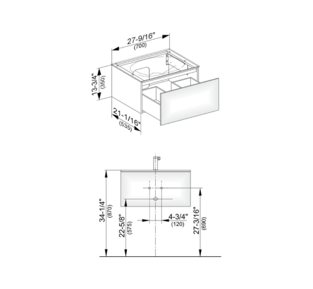 Тумба подвесная под раковину KEUCO EDITION 11 31341 850000 с одним выдвижным фронтом, корпус/фасад шпон, табачный дуб