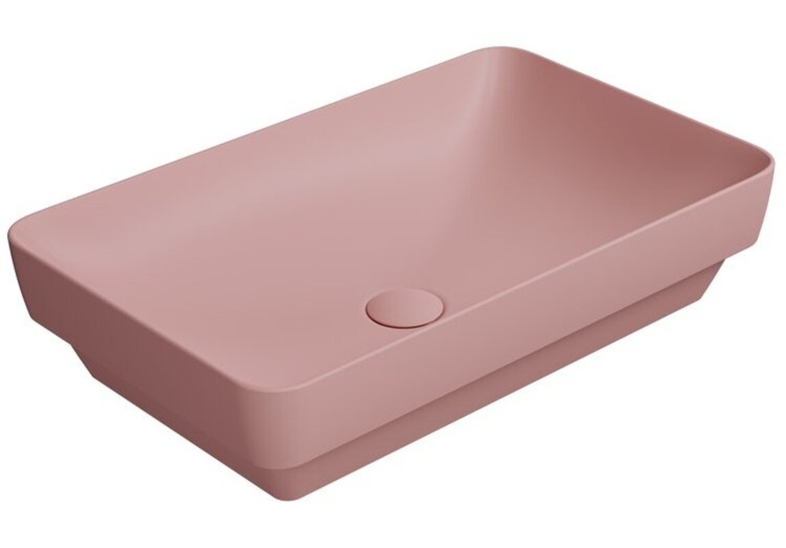 Прямоугольная раковина-чаша накладная GSI PURA 883724 600 мм х 380 мм, без перелива, без отверстия под смеситель, цвет матовый Blush