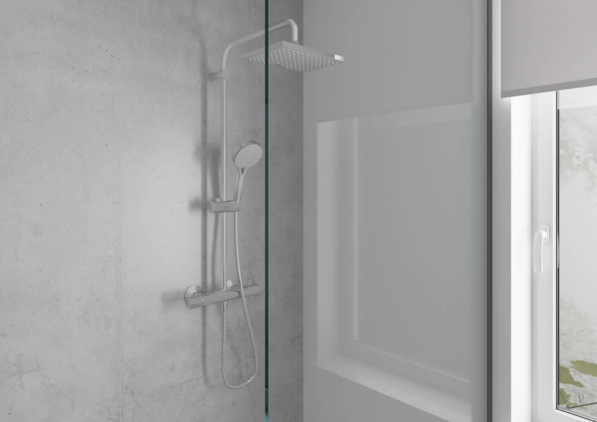 Душевая система HANSGROHE Vernis Shape Showerpipe 230 1jet 26286670 с термостатом, матовый чёрный