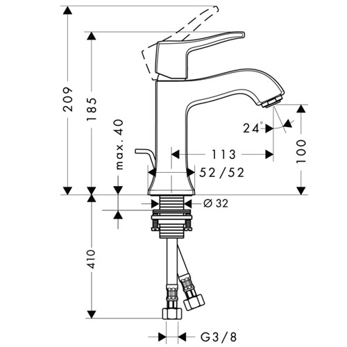 Смеситель для раковины Hansgrohe Metris Classic 31075000 Хром