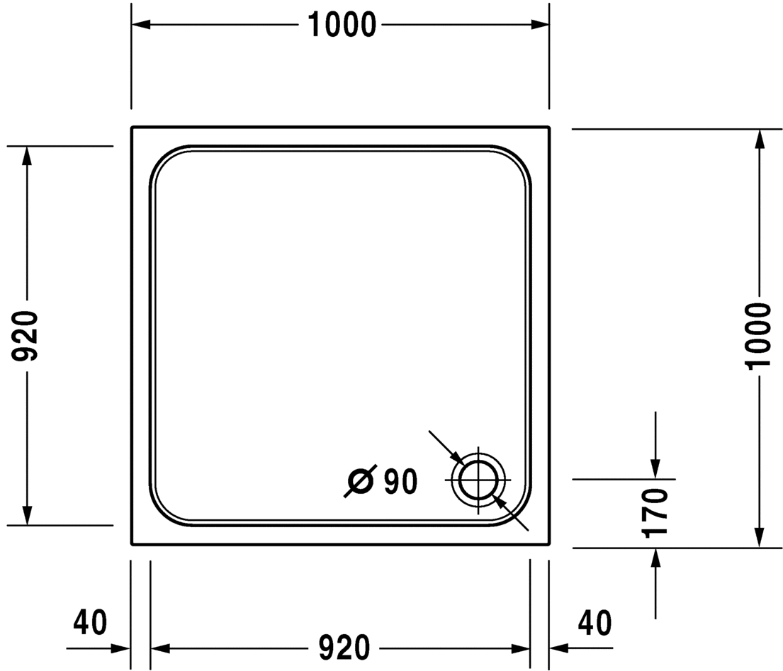 Душевой поддон Duravit D-Code 720103000000000 квадратный, белый