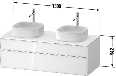 Тумба подвесная под две раковины DURAVIT ZENCHA ZE4823B30830000 550 мм х 1300 мм х 442 мм, с 2 выдвижными ящиками, натуральный/серо-коричневый суперматовый