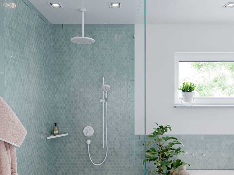 Душевой гарнитур HANSGROHE Cromа Select S 26575400 1 jet, со штангой, ручным душем, держателем и шлангом 160 см, с EcoSmart, цвет Белый/Хром