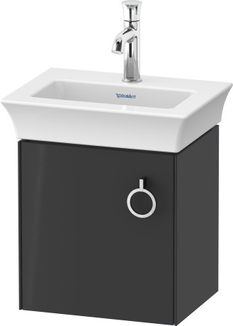 Тумба подвесная левая DURAVIT White Tulip WT4250LH1H1 298 мм х 384 мм, с одним выдвижным ящиком, с ручкой, графит глянцевый