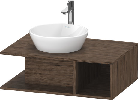 Тумба подвесная под раковину DURAVIT D-Neo DE492802121 800 мм х 550 мм, с консолью, с открытой полкой справа, орех тёмный