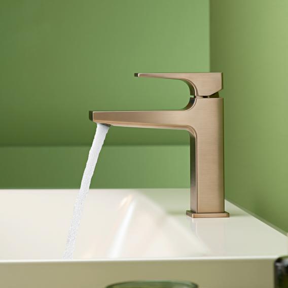 Смеситель для маленькой раковины Hansgrohe Metropol 32507140  со сливным донным клапаном Push-Open, бронза шлифованная