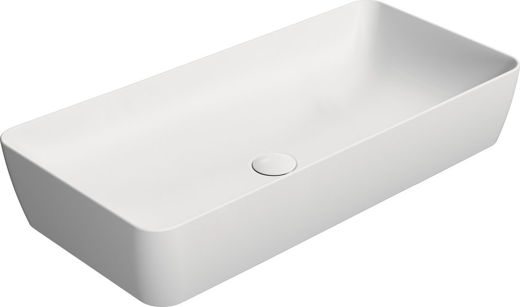 Раковина накладная GSI NUBES 904009 800х400 мм, без отверстия под смеситель, без перелива, цвет Белый матовый