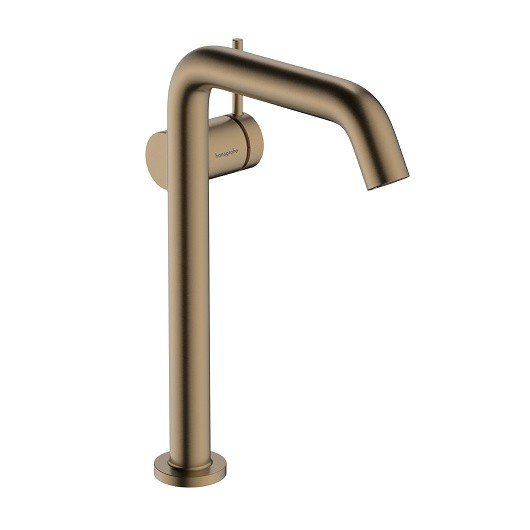 Однорычажный смеситель для раковины Hansgrohe Tecturis S 73370140 с CoolStart, с EcoSmart+, со сливным гарнитуром, цвет Шлифованная бронза