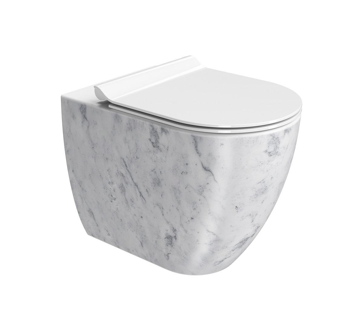 Унитаз приставной безободковый GSI AltaCeramica  AC203F35 550 мм х 360 мм, Swirlflush, с креплением, цвет под белый мрамор Marbled white (артикул без крепежа AC20335)