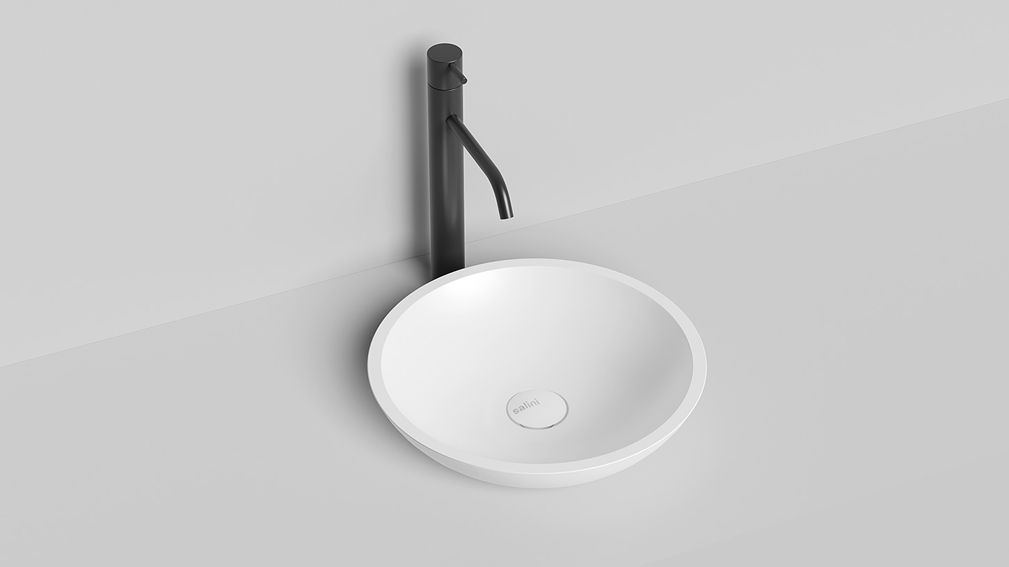 Раковина накладная круглая SALINI CALLISTA 05 1101105G 370х370х85мм, S-Sense, без донного клапана, цвет Белый глянцевый