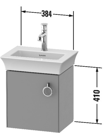 Тумба подвесная правая DURAVIT White Tulip WT4250RH3H3 298 мм х 384 мм, с одним выдвижным ящиком, с ручкой, тёмно-серый глянцевый