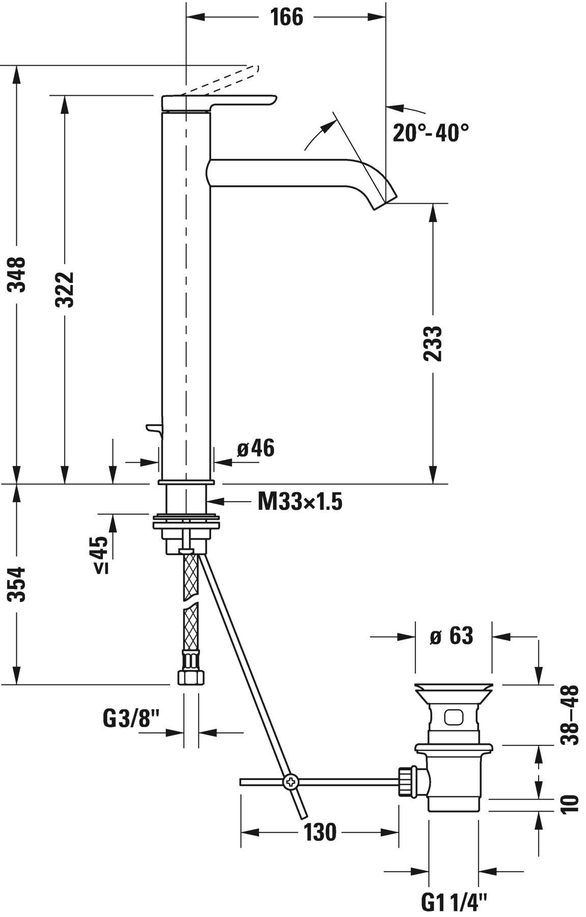 Однорычажный смеситель для раковины Duravit С.1  C11040001010, хром