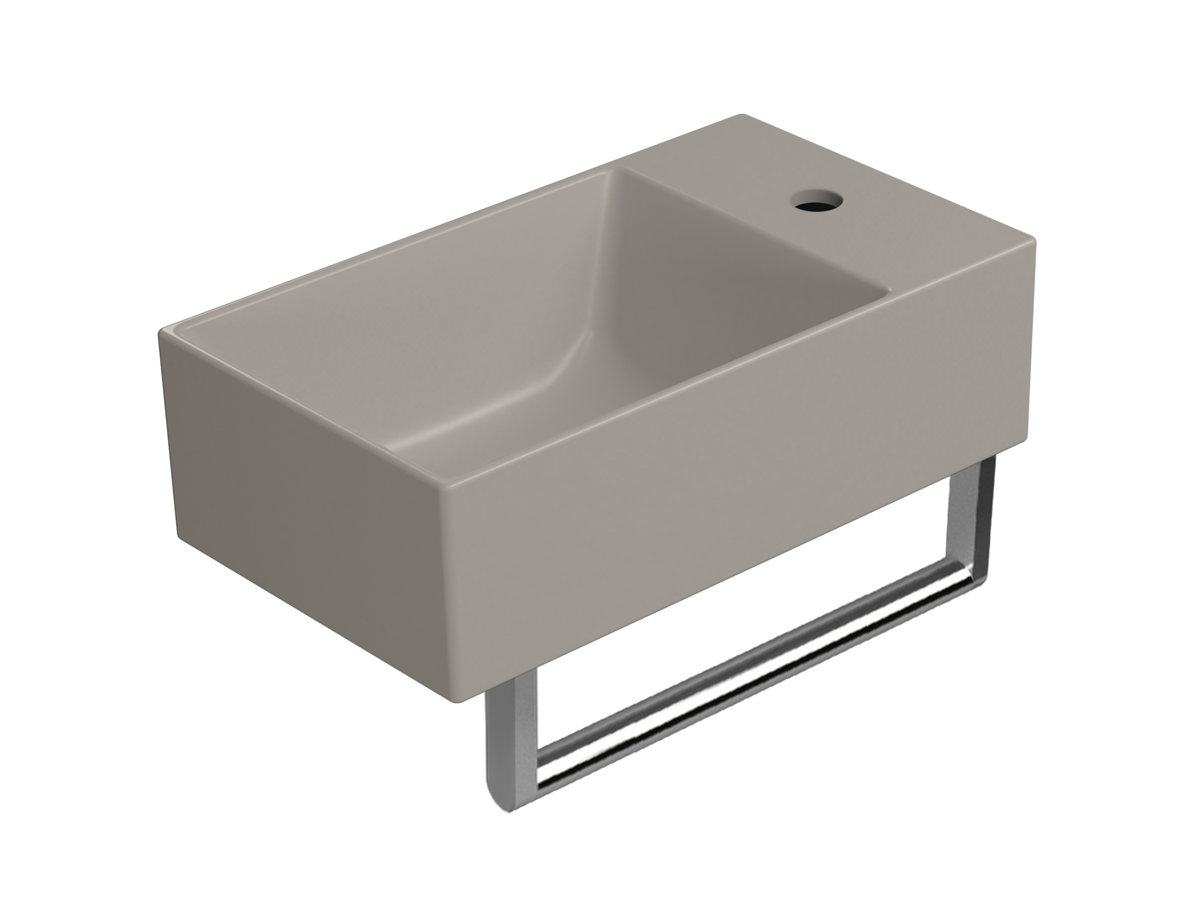 Раковина накладная/подвесная прямоугольная GSI KUBE X 9484105 400 мм х 230 мм, с отверстием под смеситель справа/слева, цвет Tortora Matte