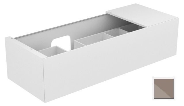 Тумба подвесная под раковину слева KEUCO EDITION 11 31163 140000 с одним выдвижным фронтом, корпус матовый лак/фасад глянцевое стекло, трюфель