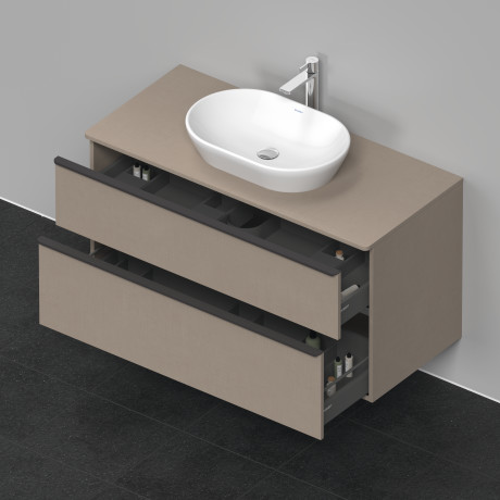 Тумба подвесная под раковину DURAVIT D-Neo DE496907575 1200 мм х 550 мм, с 2 выдвижными ящиками и консолью, лён